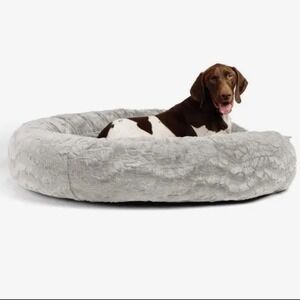 Best Friends by Sheri Original Calming Donut Dog Bed Lux Frost 45x45 XL Grey